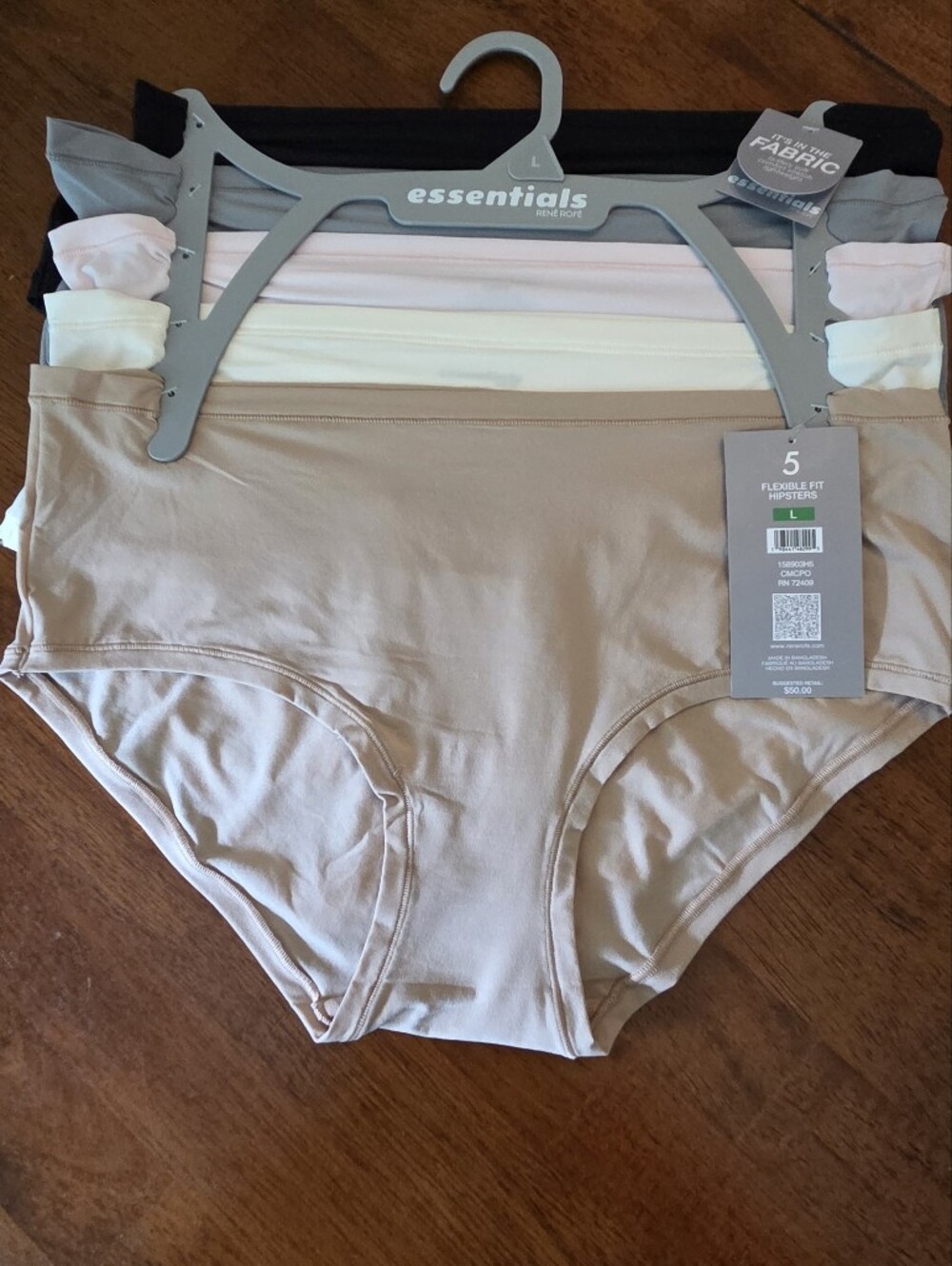 2/$60 Rene Rofe Essentials Flexible Fit Hipsters 5 Pack Size Large NWT